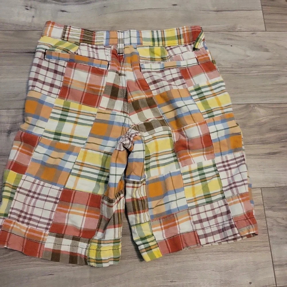 Old Navy Patchwork Plaid Chino Shorts Boys 7 Preppy Plaid Summer 8